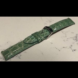 NEW Michele Croc-Embossed Green Leather Watch Band